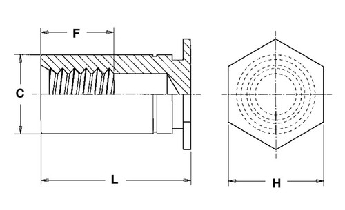 BSO4-032-10 - Blind Threaded Standoffs for Installation into Stainless Steel  by PennEngineering ® (PEM ® )