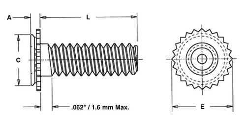 CFHC-440-6 - Concealed-Head Stud by PennEngineering ® (PEM ® )