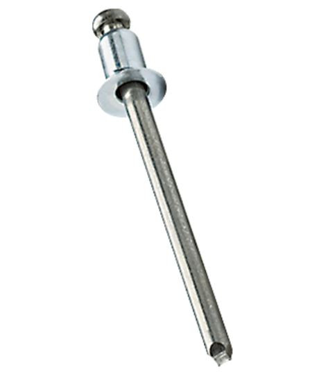 POP® Open End Blind Rivet, Unit of Measure: Inch, 3/16 Inch Diameter, 0.187 Inch Decimal Equivalent, 0.251 Inch (6.38mm) Minimum Grip, 0.375 Inch (9.53mm) Maximum Grip, 0.251 - 0.375 Inch (6.37 - 9.53mm) Grip Range, Dome Head, Stainless Steel Body Material, Material Detail: Stainless Steel 300 Series, Plain Body Finish, Finish Detail: Plain, Stainless Steel Mandrel Material, Plain Mandrel Finish, 0.192 Inch (4.88mm) Minimum Hole Size, 0.196 Inch (4.98mm) Maximum Hole Size, #10 Drill Size, 0.393 Inch (9.98mm) Head Diameter, 0.055 Inch (1.40mm) Head Height, 0.550 Inch (13.97mm) Body Length, Overall Body Length Including Mandrel: 0.710 Inch (18.03mm), 0.114 Inch (2.90mm) Mandrel Diameter, 1000 lbf. (4.45kN) Shear Strength, 1375 lbf. (6.12kN) Tensile Strength, RoHS Compliant Yes
