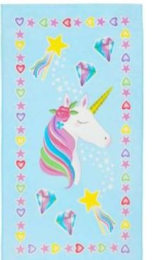 28 x 51 Printed Beach Towel - Unicorn Diamonds