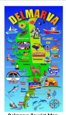 30 x 60 Printed Velour Beach Towel - Delmarva Tourist Map
