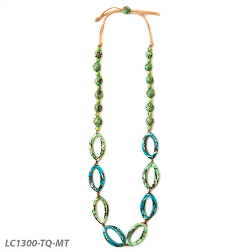 Long Capri Necklace- Turquoise & Mint Combo