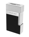 S.T. Dupont New Table Lighter — Black / Chrome Face Angle