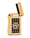 Stefano Ricci SR Dual Flame Lighter — Nail Polish Black / Gold, Back, Open