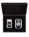 Stefano Ricci SR Dual Flame Lighter & Cigar Cutter Kit — Crocodile Blue / Palladium, Face, Case Open