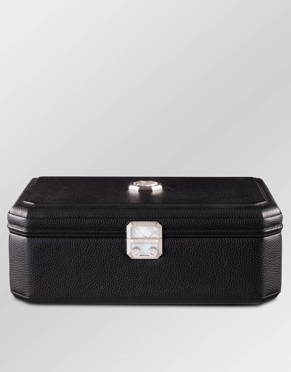 Stefano Ricci Calf Leather and Palladium Humidor w/ 40 Fuente Opus X Cigars - Top Closed
