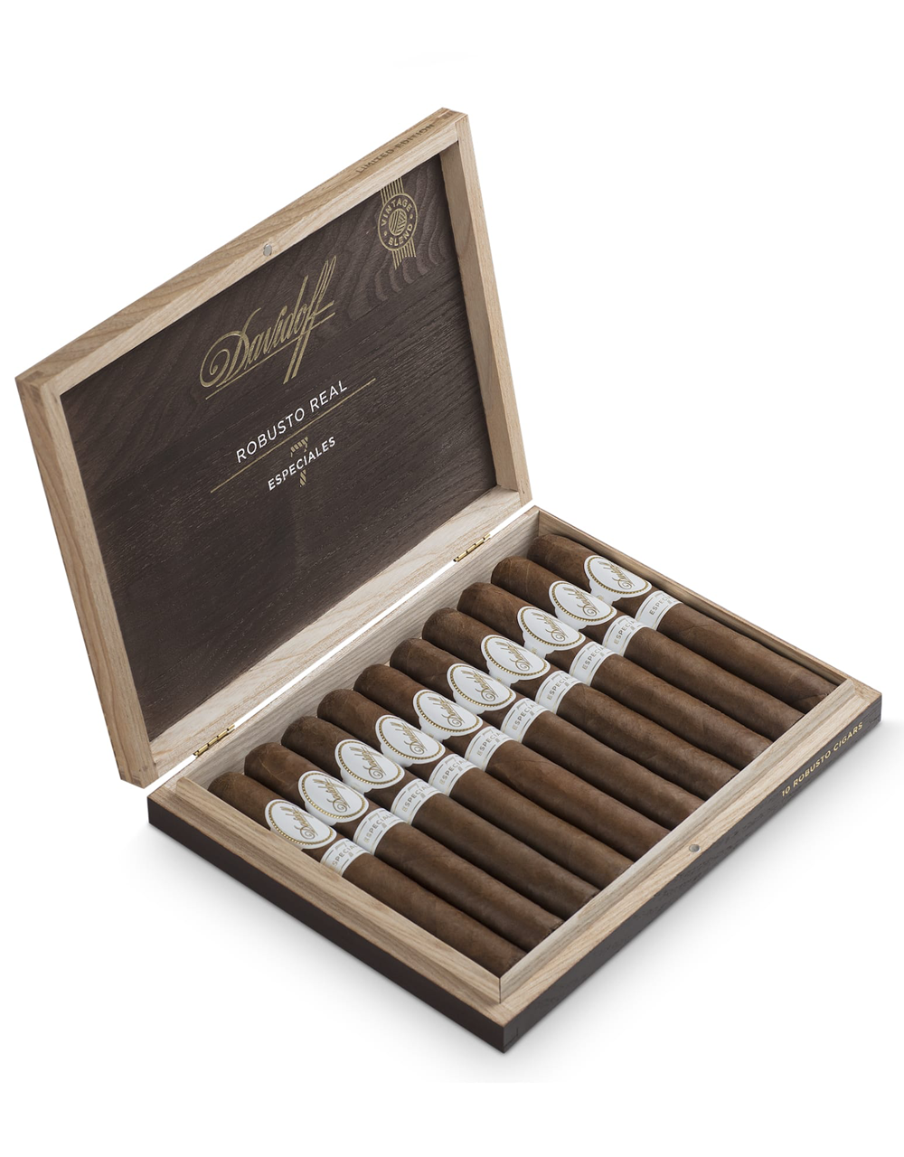 Vintage Davidoff Robusto Real Especiales 7 Limited Edition (2019) Box open with 10 rare Davidoff cigars