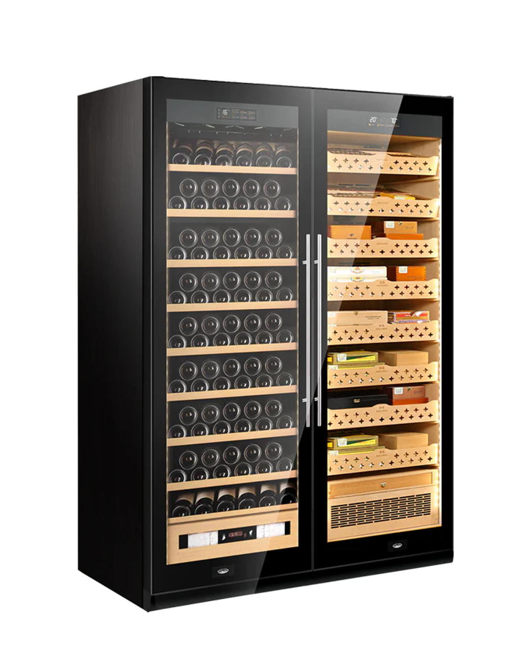 Raching SD800 Cigar Humidor and Wine Cabinet Black Front View