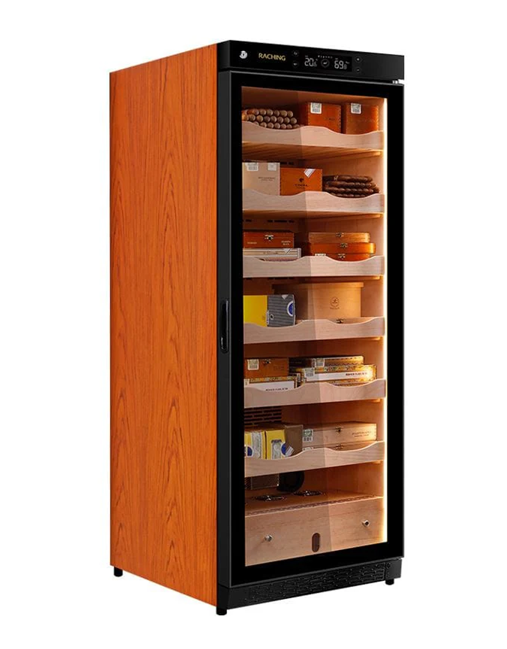 Raching C330A Cigar Humidor Cabinet Oak Brown Front View