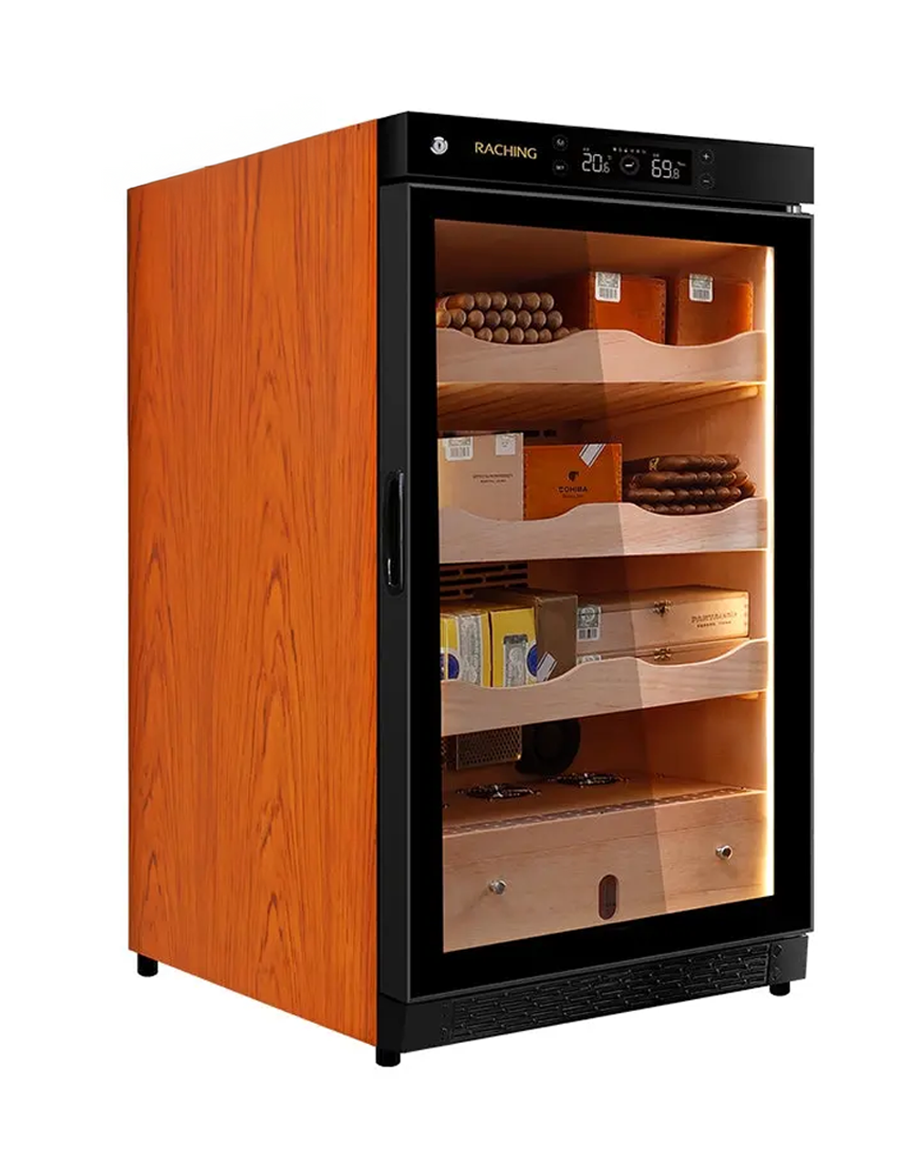 Raching C150A Cigar Humidor Cabinet Oak Brown Front View