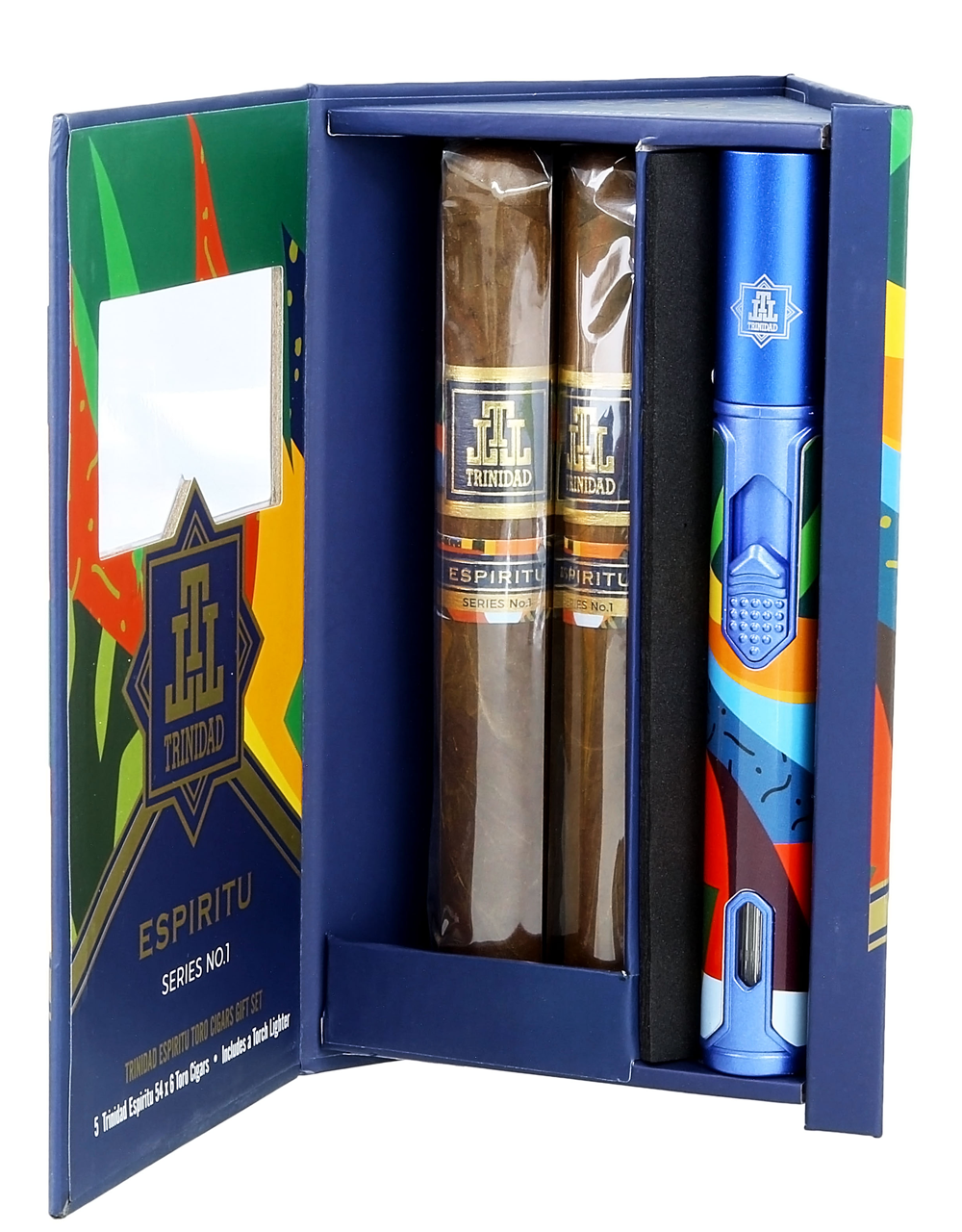 Trinidad Espiritu Series No. 1 5 Toro and Lighter Box Open