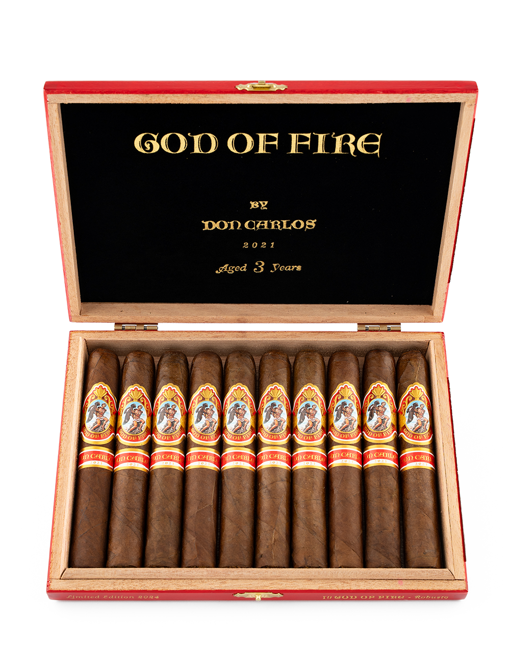 God of Fire Don Carlos Robusto Box Open