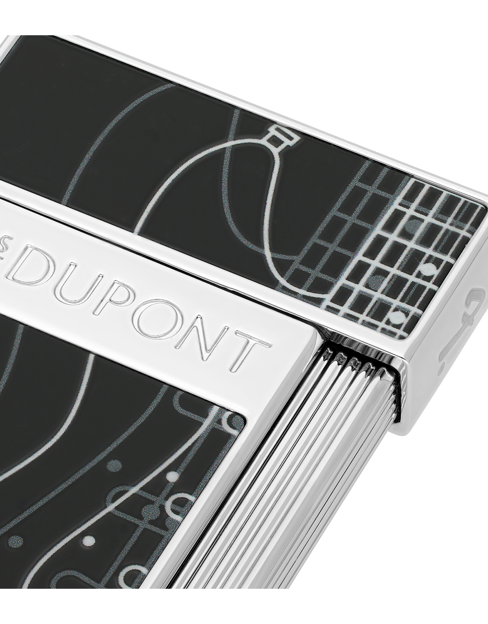 S.T. Dupont x Fender Biggy Lighter — Black/Chrome Face Detail