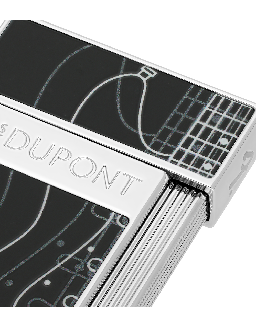S.T. Dupont x Fender Slimmy Lighter — Black/Chrome Face Detail