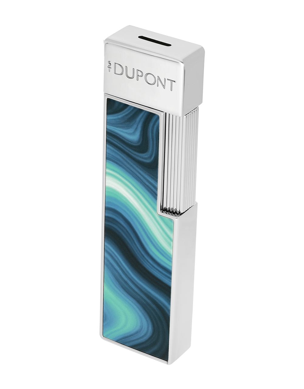S.T. Dupont Geode Twiggy — Blue/Chrome Face Angle