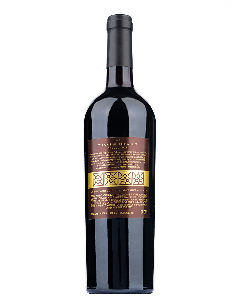 The Titans of Tobacco Collection Commemorative Wine Set Bottle Label