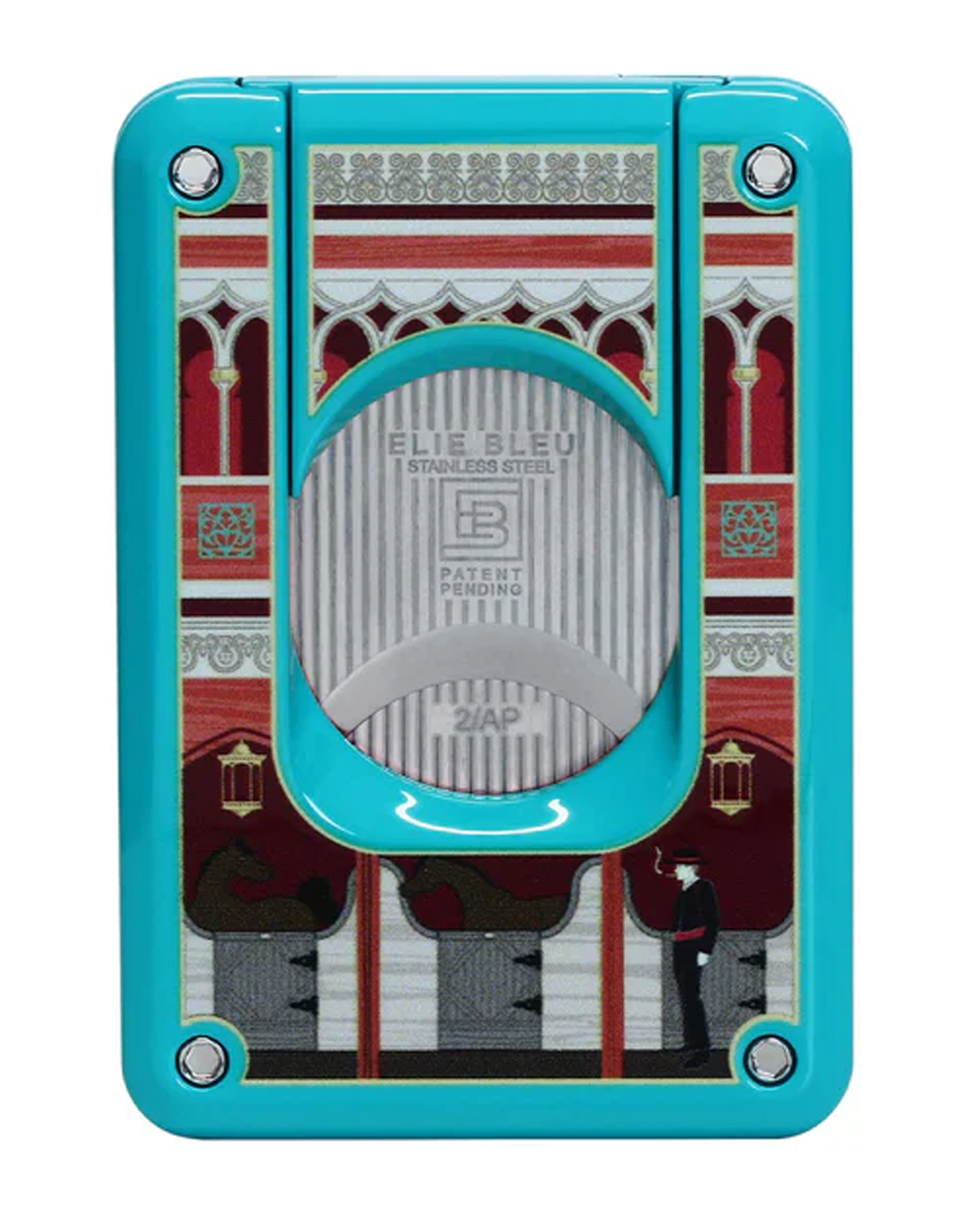 Elie Bleu Casa Cubana "Palacio Cienfuegos" C-4 Cigar Cutter — Teal Lacquer, Back