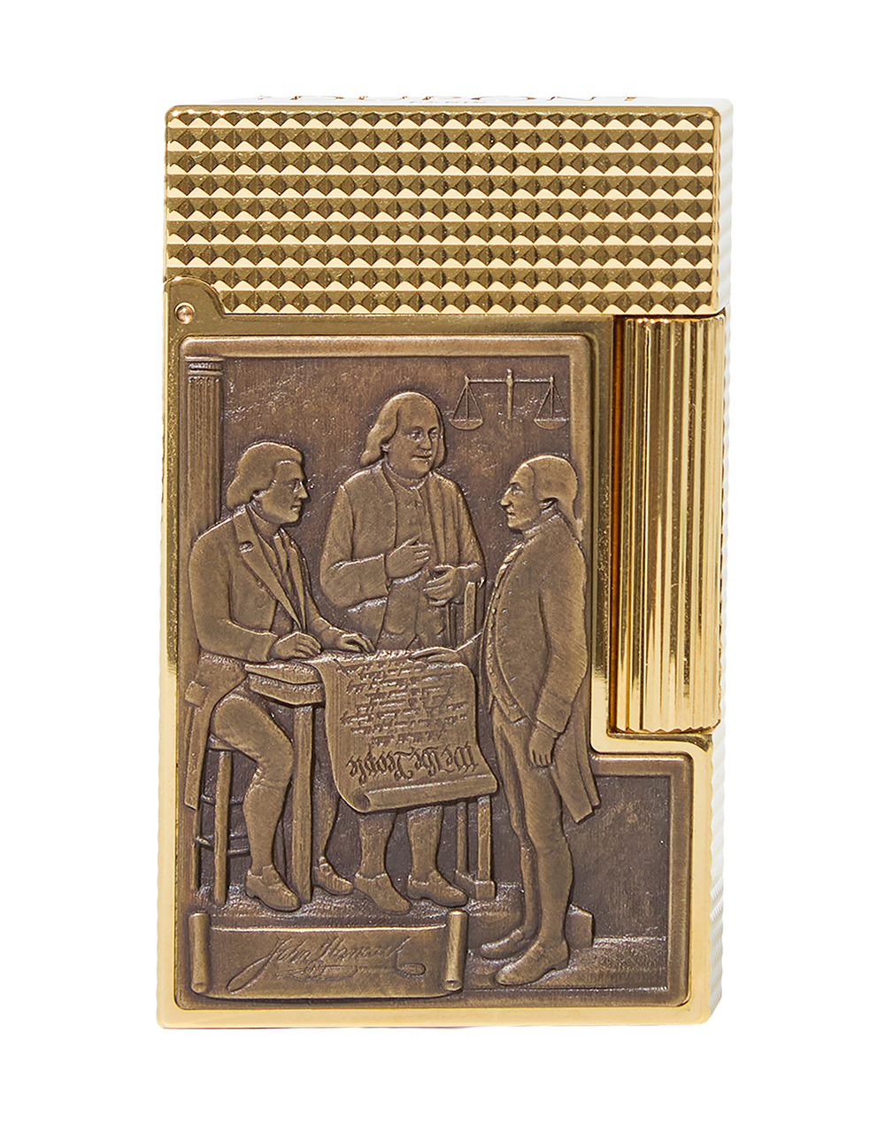 S.T. Dupont 250th Anniversary Haute Création Line 2 Lighter — Gold Bronze (Liberty Bell), Face Closed
