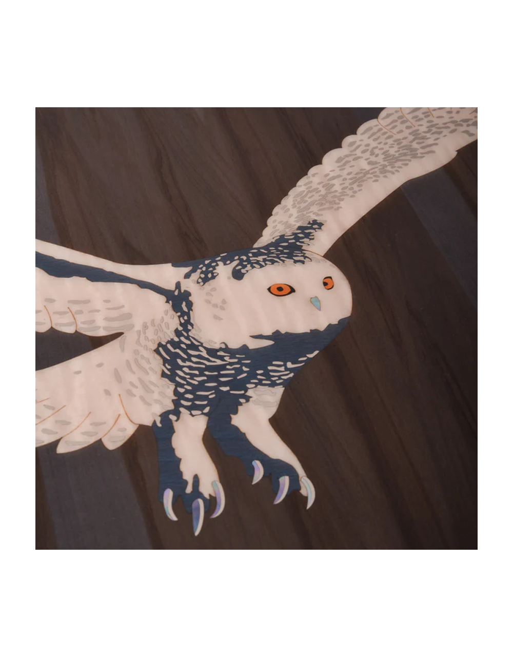 Elie Bleu Snowy Owl Humidor — 110 Cigars Top Marquetry Detail Close Up