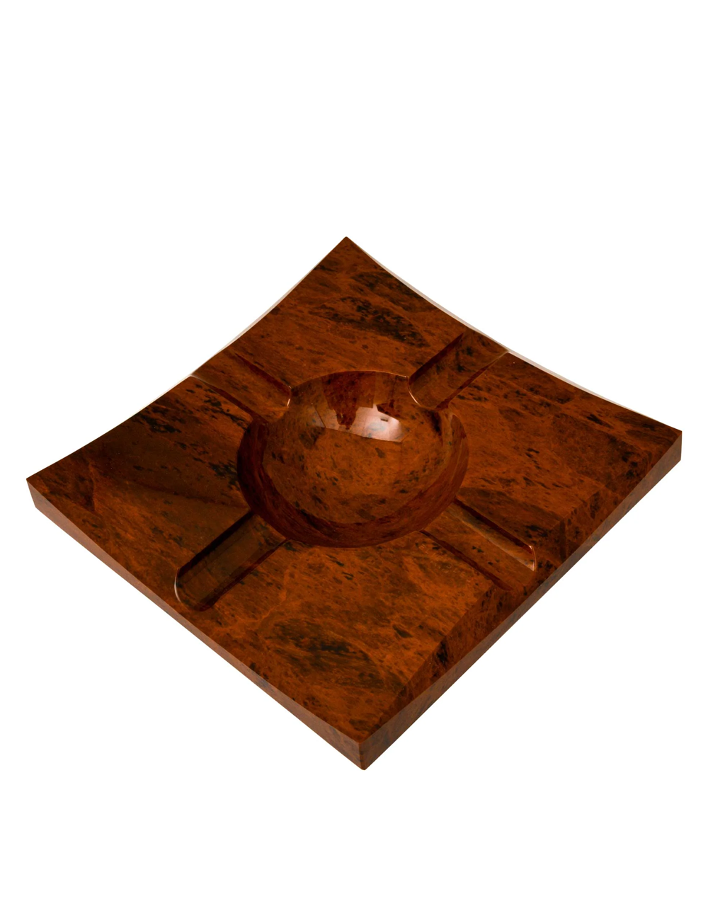 Elie Bleu Vakar 4-Cigar Obsidian Ashtray — Brown, Top View