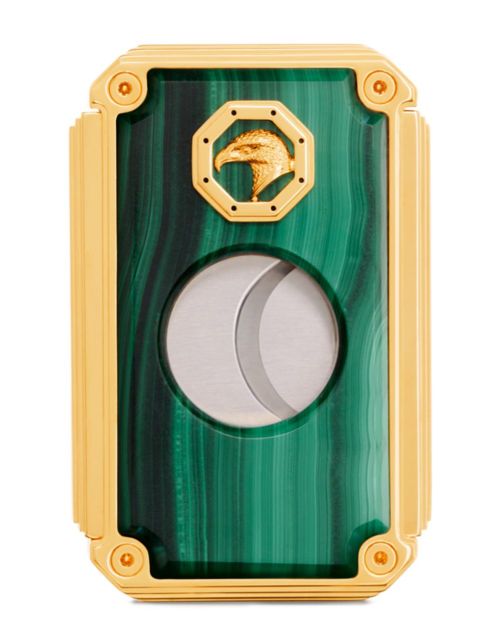 Stefano Ricci Cigar Cutter — Malachite / Gold, Face