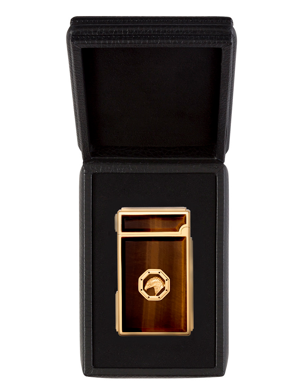 Stefano Ricci Dual Flame Lighter — Tiger Eye / Gold, Face