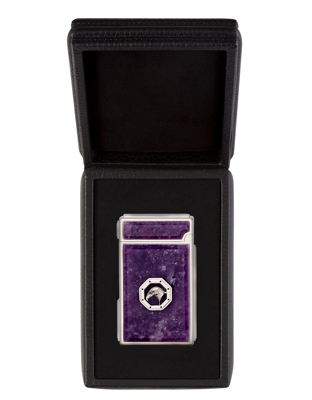 Stefano Ricci Dual Flame Lighter — Purple Diaspore / Palladium, Face