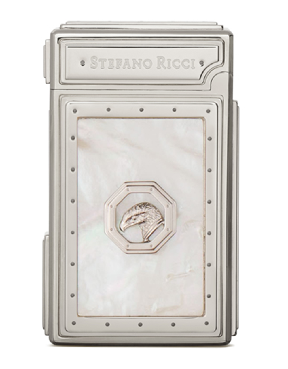Stefano Ricci SR Dual Flame Lighter — Mother of Pearl / Palladium, Face