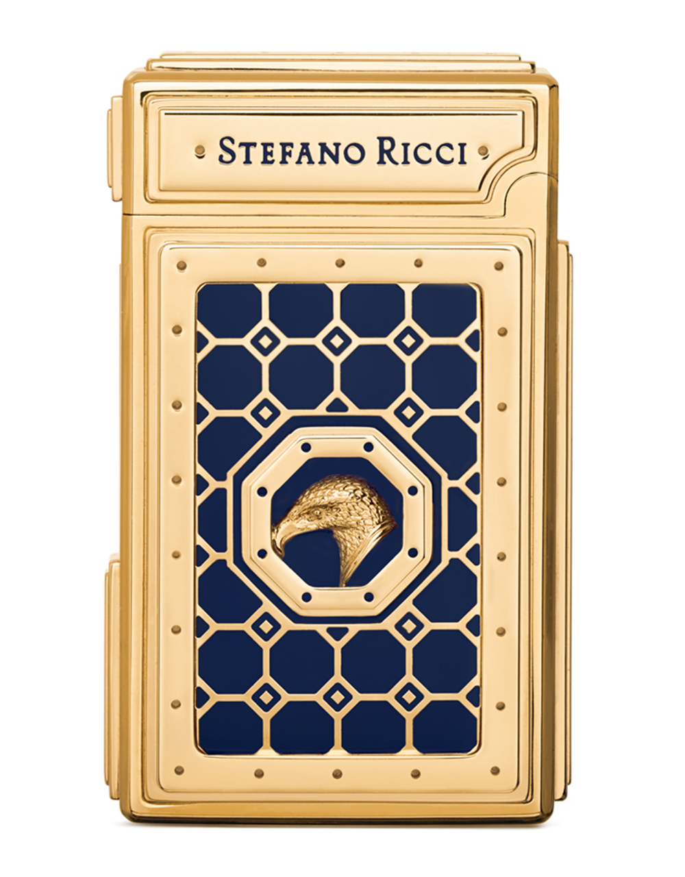 Stefano Ricci SR Dual Flame Lighter — Nail Polish Blue / Gold, Back