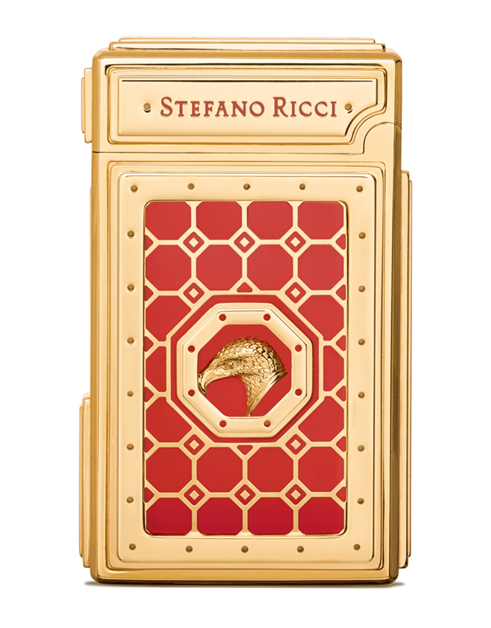 Stefano Ricci SR Dual Flame Lighter — Nail Polish Red / Gold, Back