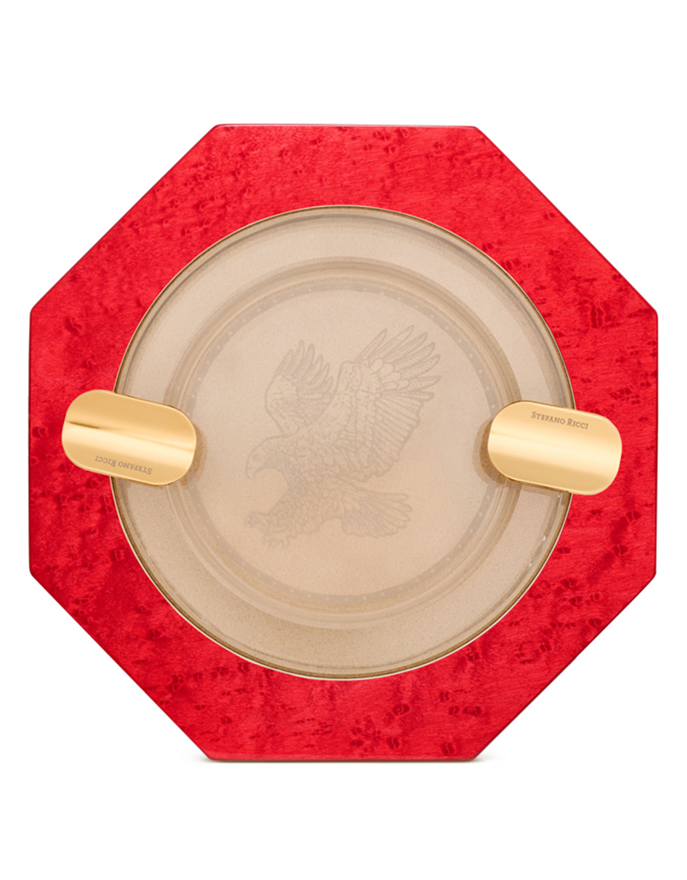 Stefano Ricci SR Octagonal Ashtray — Briar Root Red / Gold, Top