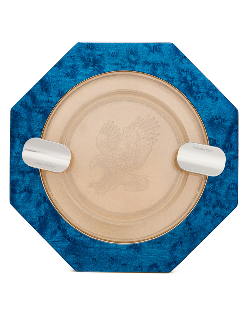 Stefano Ricci SR Octagonal Ashtray — Briar Root Blue / Palladium, Top