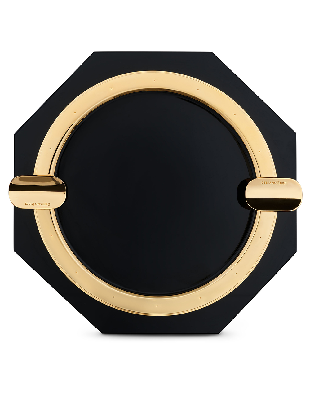 Stefano Ricci SR Octagonal Ashtray — Crystal Glass Black / Gold, Top