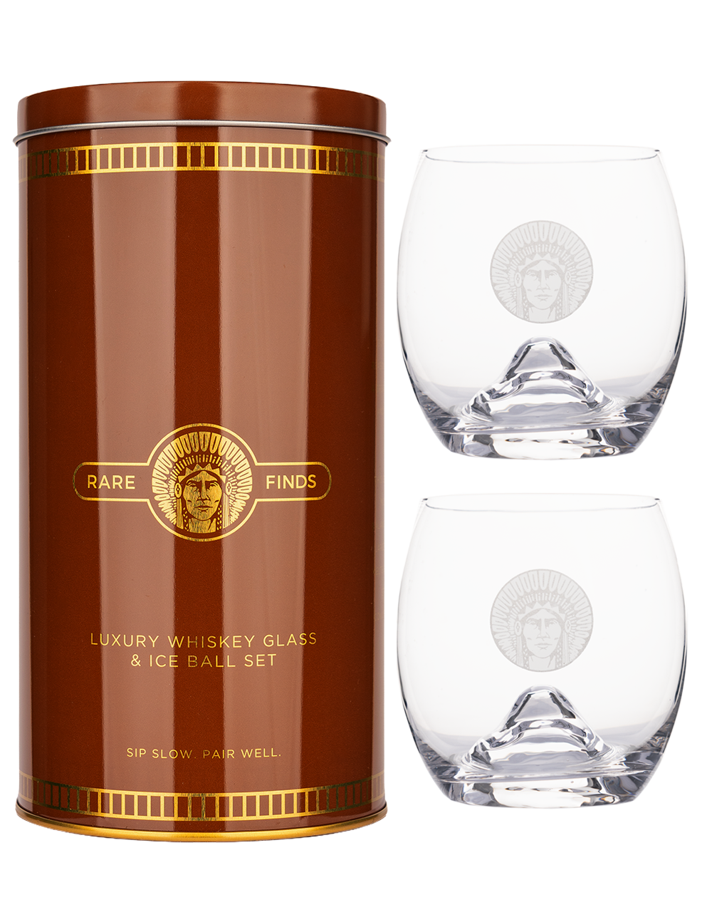 Rare Finds Luxury Whiskey Glass & Ice Ball Set