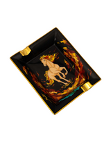Elie Bleu Fire Horse Hand Painted Limoges Porcelain Ashtray Front Angle