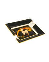 Elie Bleu Fire Horse Porcelain Ashtray with Gold Bridges Face Angled