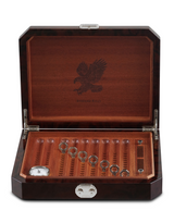 Stefano Ricci SR Travel Humidor 9 Cigars — Black Walnut Root / Palladium, Top, Open