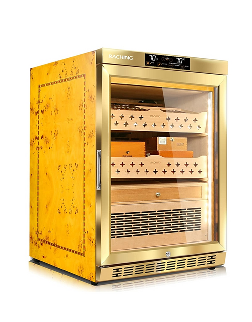 Raching MON800 Cigar Humidor Cabinet Gold Front View