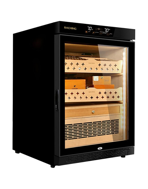 Raching MON800 Cigar Humidor Cabinet Black Front View