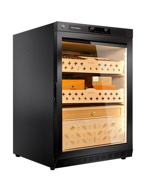 Raching MON800 Cigar Humidor Cabinet Carbon Fiber Front View