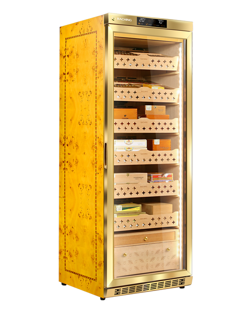 Raching MON2800 Cigar Humidor Cabinet Gold Front View