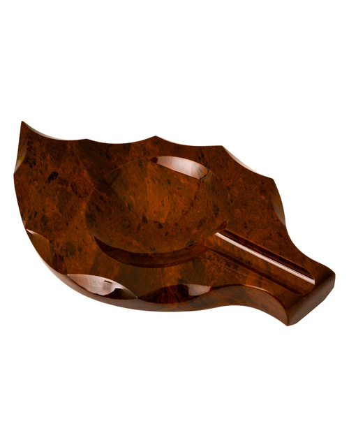 Elie Bleu Vakar Tobacco Leaf Obsidian Ashtray — Brown, Top View
