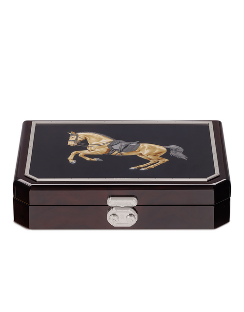 Stefano Ricci Travel Humidor — Horse / Palladium, Top Closed