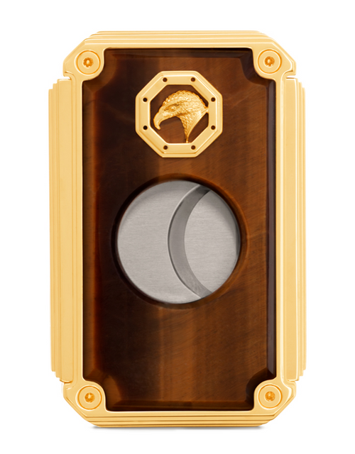 Stefano Ricci Cigar Cutter — Tiger Eye / Gold, Face