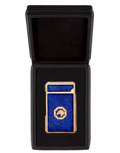 Stefano Ricci Dual Flame Lighter — Lapis Lazuli / Gold, Face