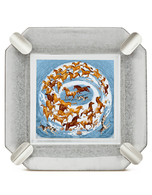 Stefano Ricci SR Octagon Porcelain Ashtray — Horses / Palladium, Face