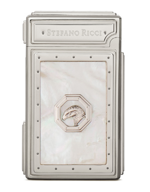 Stefano Ricci SR Dual Flame Lighter — Mother of Pearl / Palladium, Face