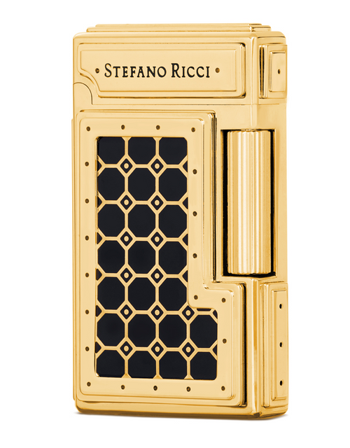 Stefano Ricci SR Dual Flame Lighter — Nail Polish Black / Gold, Face