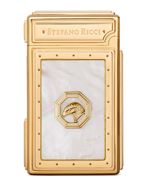 Stefano Ricci SR Dual Flame Lighter — Mother of Pearl / Gold, Back