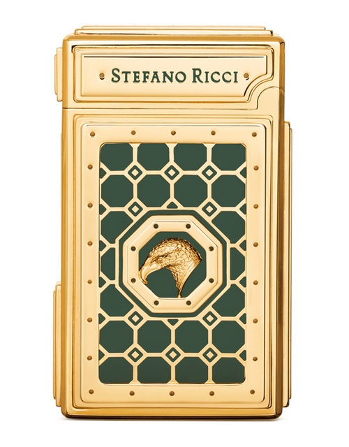 Stefano Ricci SR Dual Flame Lighter — Nail Polish Green / Gold, Back